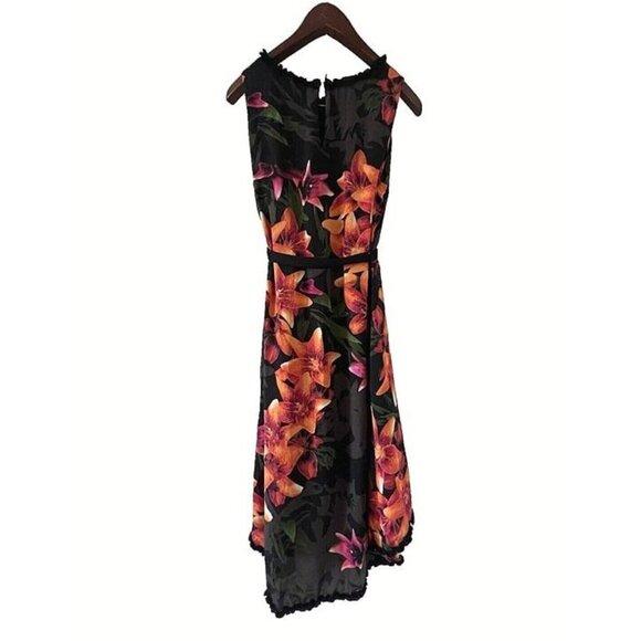 Woman 14 Worthington Hawaiian Floral Tropical Sleeveless Botanical Ruffle Dress - Picture 4 of 6